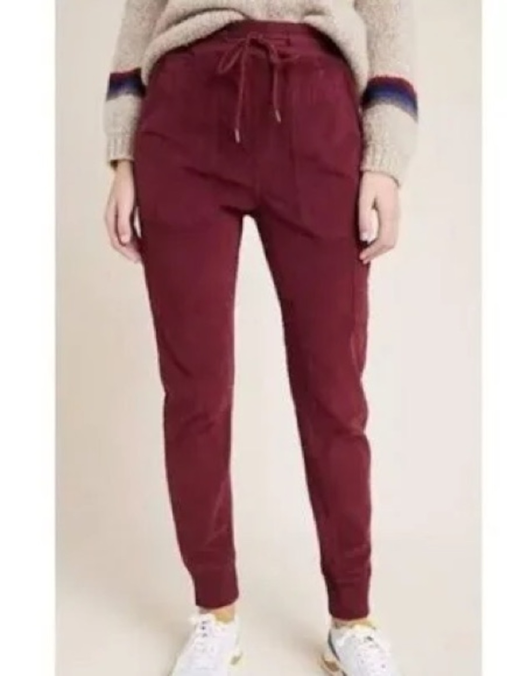 Anthropologie Maroon Drawstring Jogger Pants
